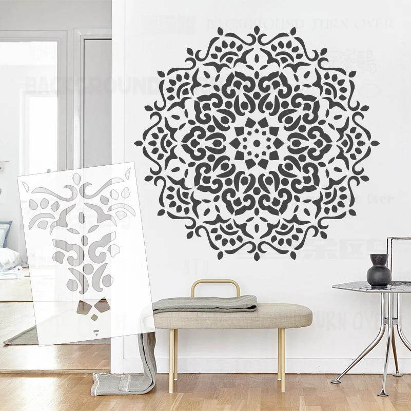 90cm - 130cm Stencil Wall Decor For Painting Decorative Template Furniture Makers Decors To Big Large Mandala Ceiling Round S062