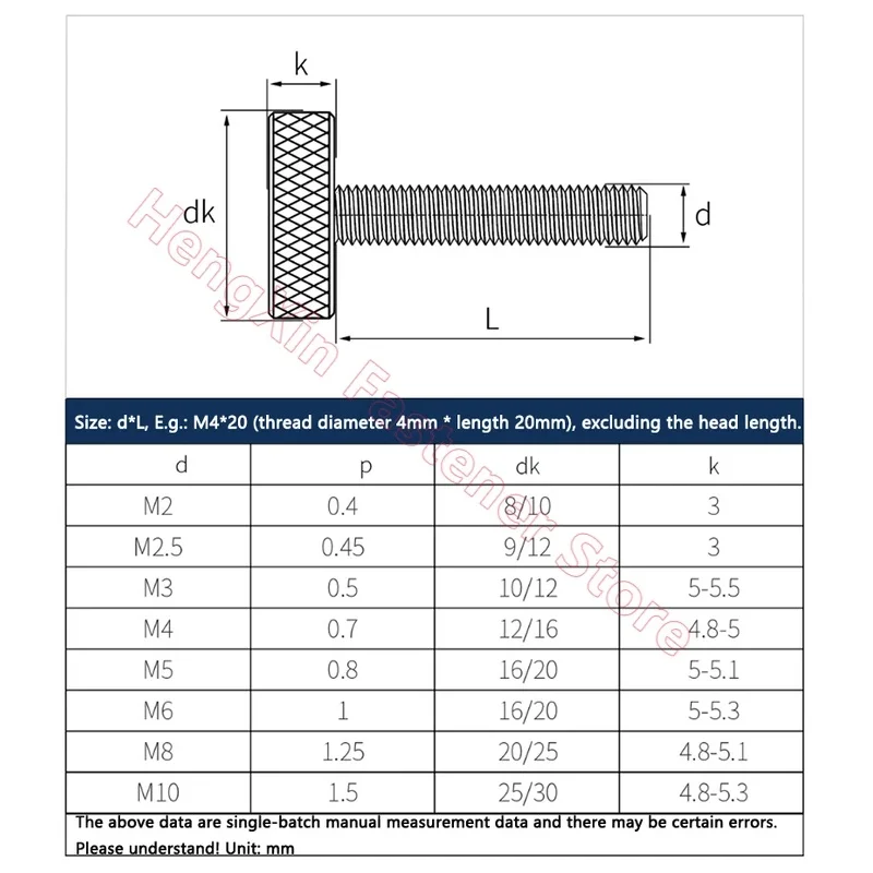 M2 M2.5 M3 M4 M5 M6 M8 304 Stainless Steel Knurl Flat Head Hand Tighten Curtain Wall Glass Large-head Thumb Screw Bolt GB835