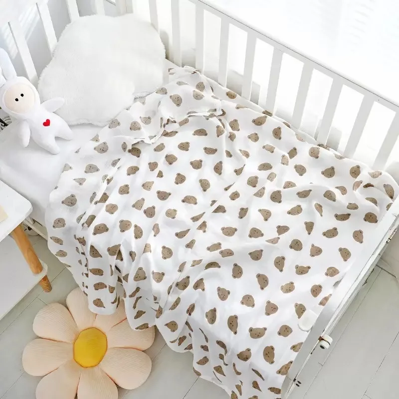 Premium Baby Muslin Bamboo Cotton Swaddle Blanket 2-Layer Lightweight Soft Breathable Newborn Receiving Wrap Summer Class A