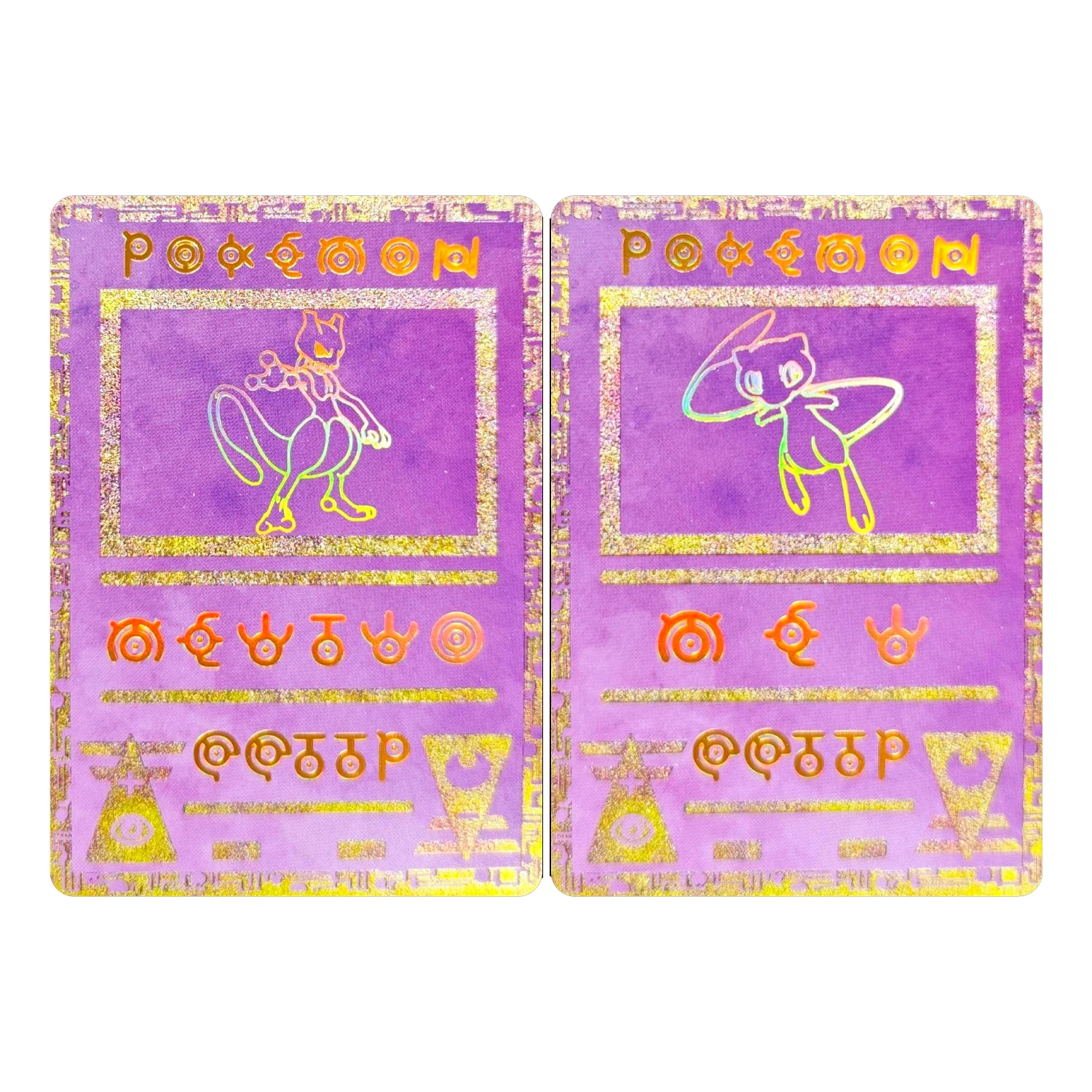 2Pcs/set 63X88Mm Diy Self Made Mew Evolutionary Chain Collection Card Coarse Flash Mewtwo Anime Cards Gift Toys