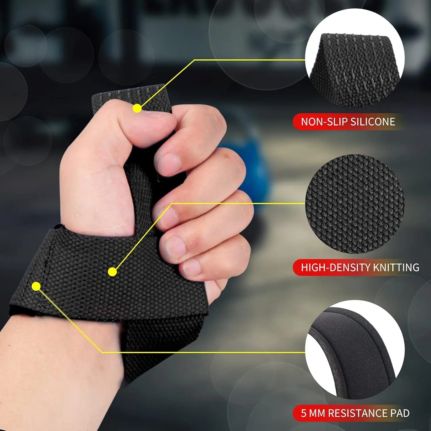 SKDK Cotton Hard Pull Wrist Lifting Straps Grips Band-Deadlift Straps with Neoprene Cushioned Wrist Padded and Anti-Skid Silicon