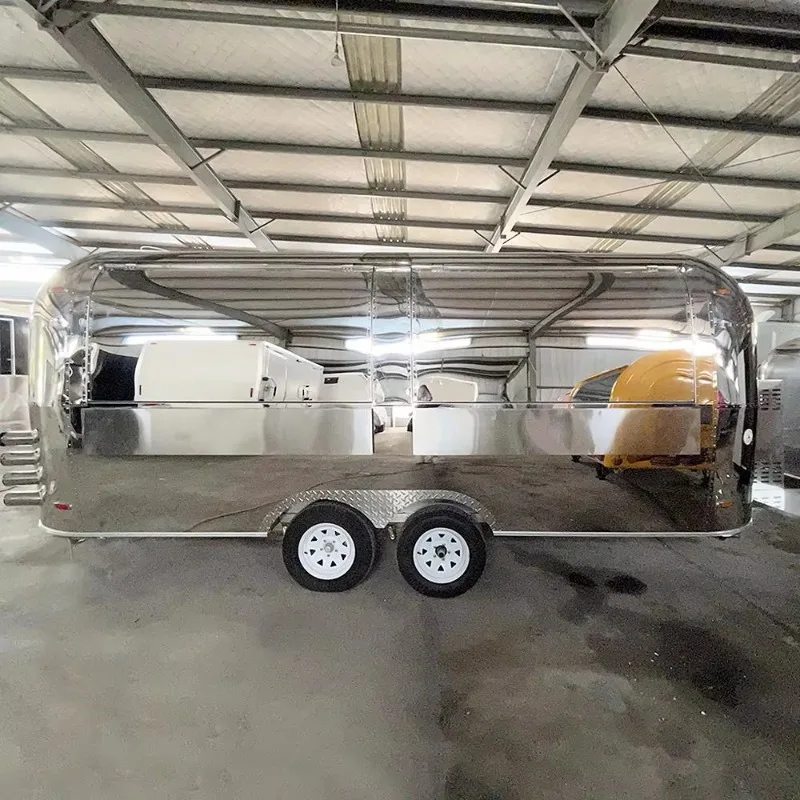 Towable Mobile Catering Food Trailer Fully Equipped Stainless Steel Commercial Kitchen Food Truck