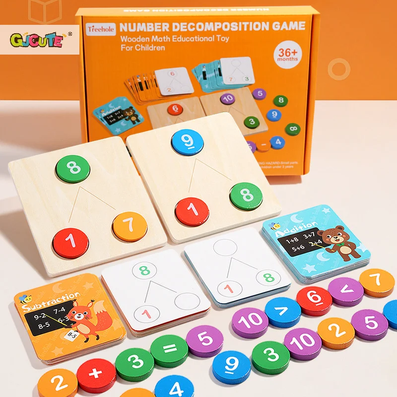 أطفال الرياضيات التعليم المبكر وسائل تعليمية خشبية التحلل الرقمي الحساب لعبة مونتيسوري عدد الإدراك العد اللعب