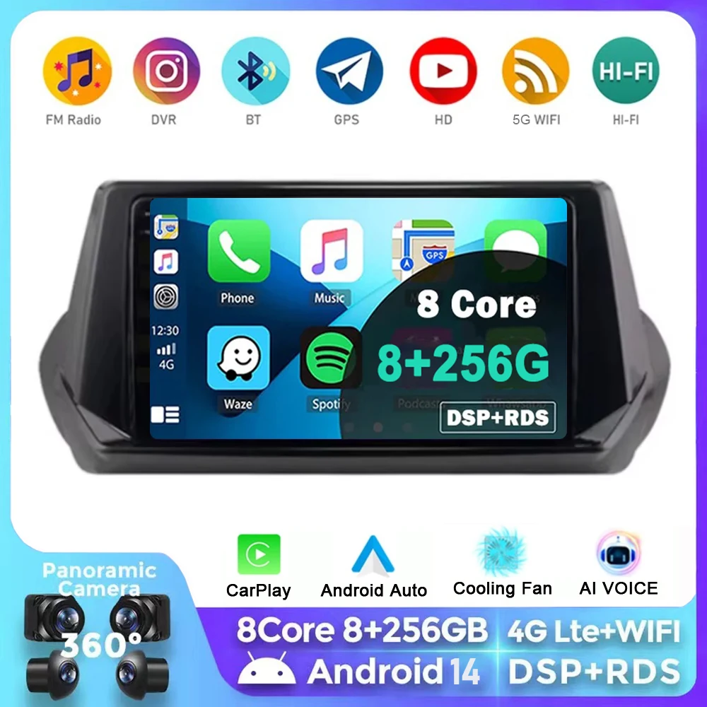 

Android 14 Carplay Auto For Peugeot 2008 208 2019 2020 2021 2022 Car Radio Multimedia Video Player Navigation GPS No 2Din 2 Din