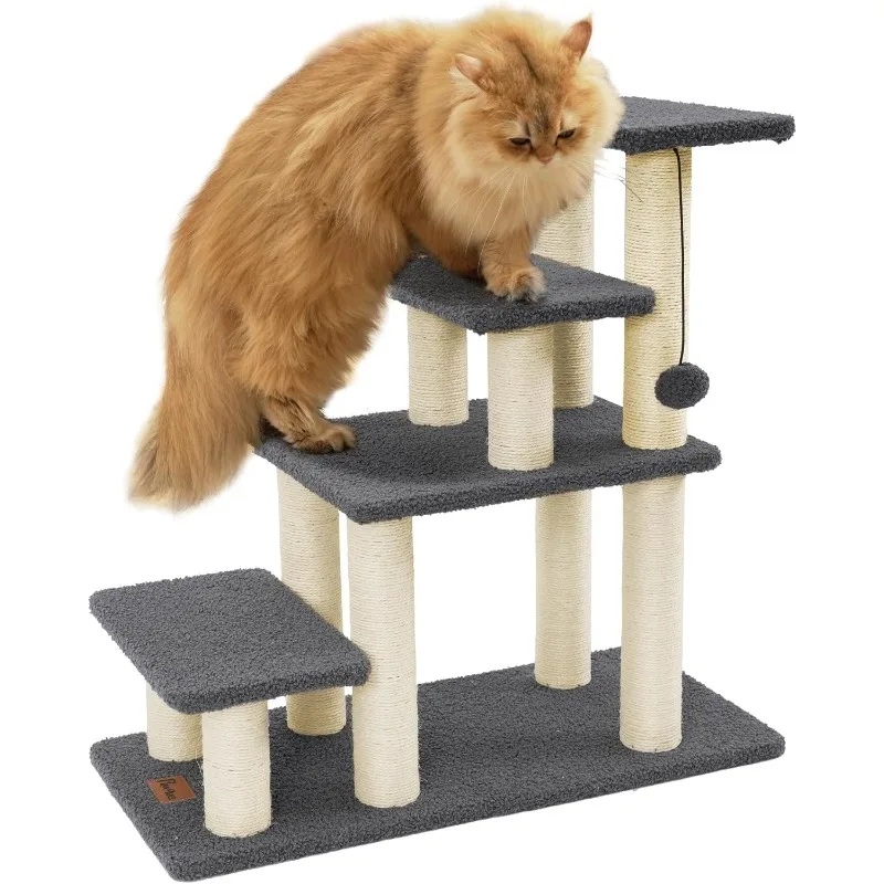 Dog Stairs & Cat Scratching Post Pet Steps for High Bed Couch, High-Strength Boards Hold up to 150 lbs