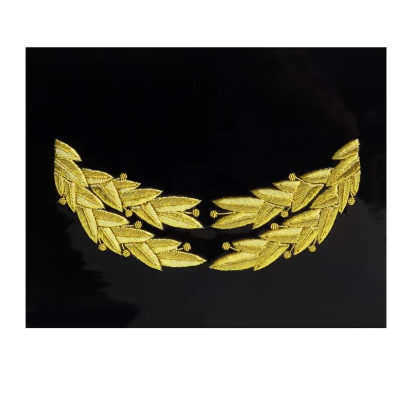 Large Hat Brim Gold Bullion Wire Embroidery Captain Costume Hat Decor Applique Nautical Cosplay Accessory