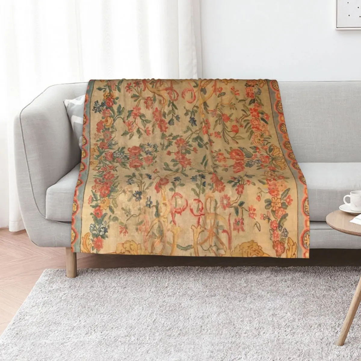 Antique French Savonnerie Rug Print Throw Blanket Multi-Purpose manga Designers Stuffeds warm for winter Blankets