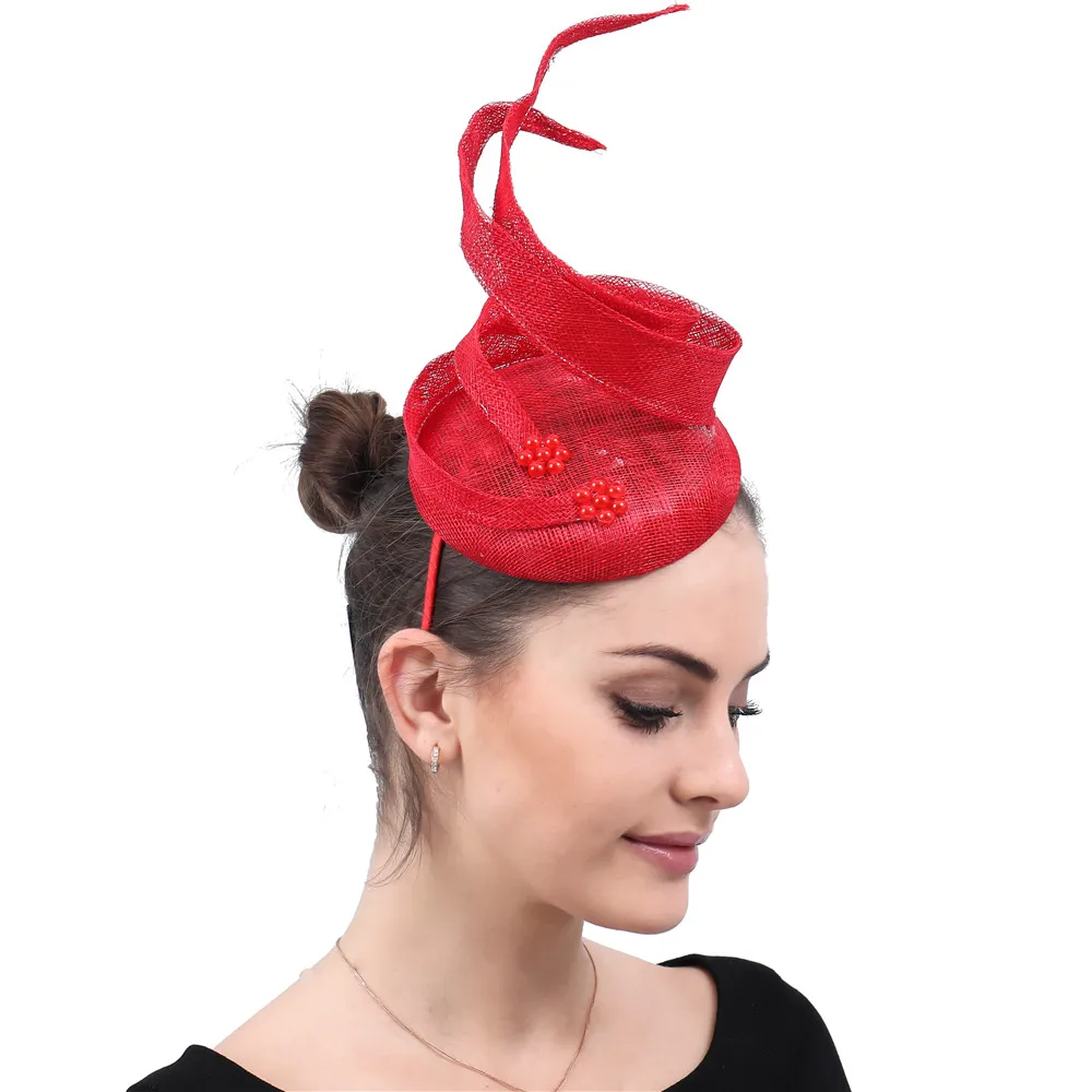 

Sinamay Чародейская шляпа для женщин Элегантный церковный гоночный свадебный головной убор Chapeau Кепка для вечеринки Головной убор Заколка для волос Женская невеста