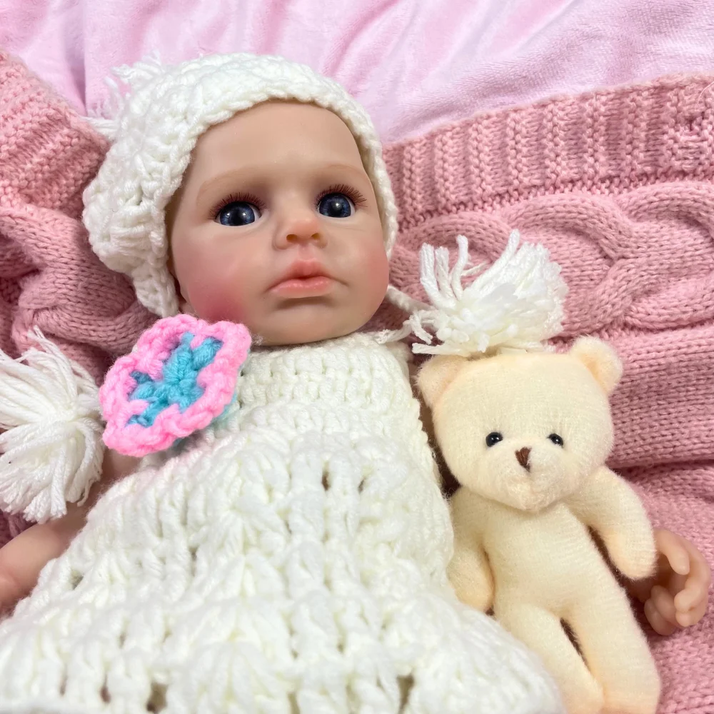 

13 Inch Reborn LouLou Awake Full Solid Silicone Doll Lifelike Silicone Soft Body Girl Birthday Christmas Gift