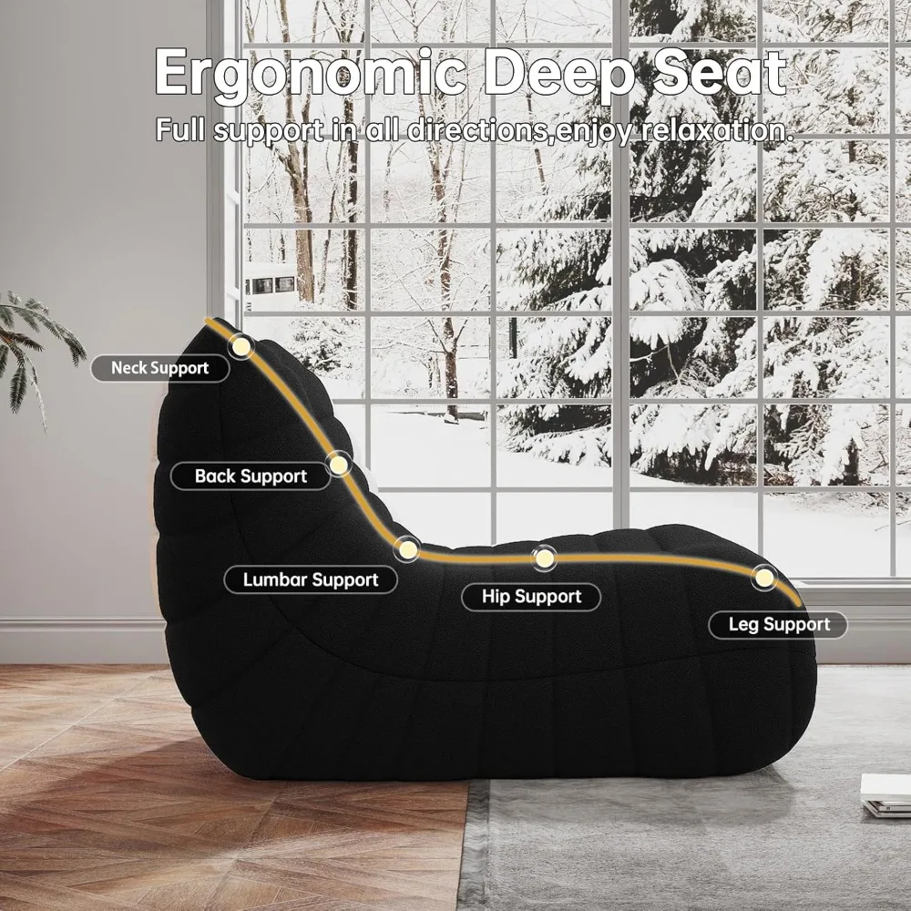 كراسي بين باج من إسفنج الذاكرة للبالغين - كراسي أرضية من القطيفة للقراءة مع مريح من مادة تيدي ناعمة #5