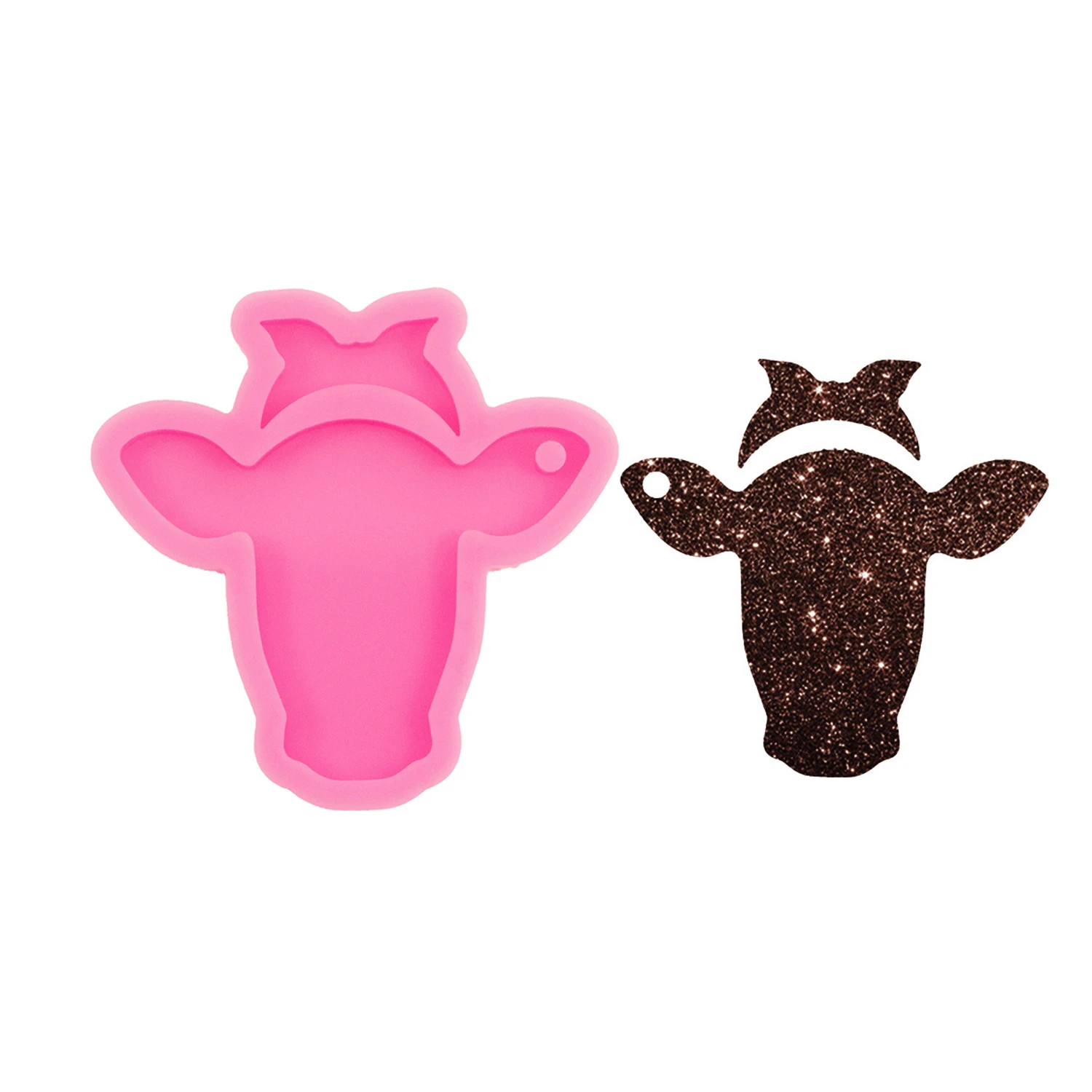 Bull Head Cow Tag Silicone Keychain Mold for Epoxy Resin Jewelry Casting DIY Craft Cake Gummy Supplies