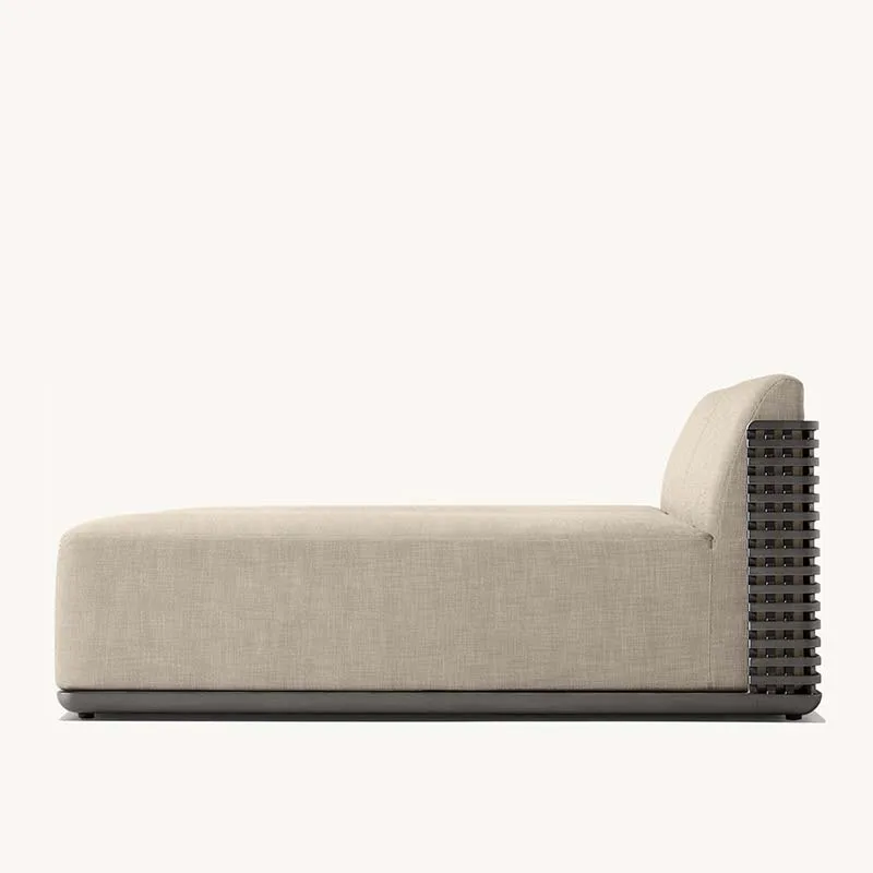 Aluminum Beach Lounger Chaise Garden Lounge Daybed Outdoor Furniture Waterproof Fabric Sun Lounger