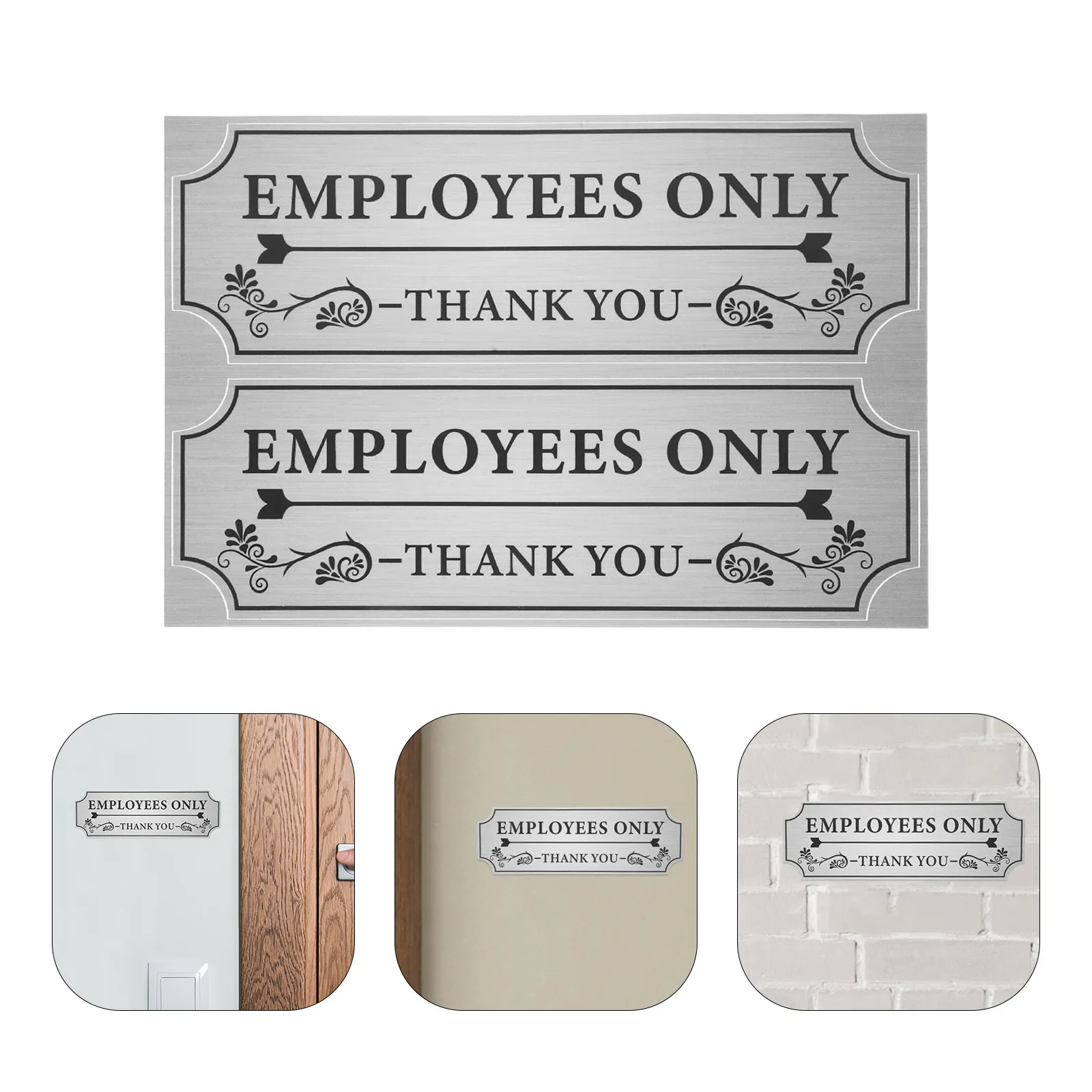 2Sets PVC Employees Only Door Sticker Bold Clear Font Waterproof Fade Resistant Staff Access Control Decal for Office Workplace