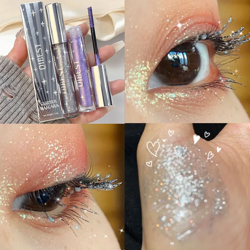 Diamond Mascara Shining Sequins Eyelashes Extension Makeup Waterproof Quick Dry Lasting Curling Thick Shimmer Mascara Cosmetics