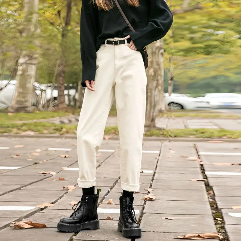 

Apricot Straight Jeans Women's New High Waist Slimming Harem Pants Fashion Casual Cropped Tappered Daddy Pants Fashion