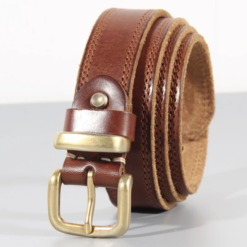 Brass Buckle Ladies Belt Retro Simple All-match Genuine Leather Fashion Trend Jeans Belt Slim Designer Belt Jeans Belt