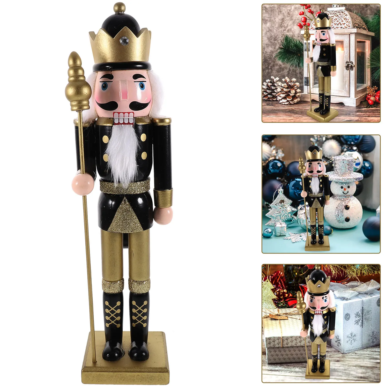 Wooden Nutcracker Soldier Christmas Ornament Xmas Table Desktop Decor Charming Xmas Party Decoration Wooden Nutcracker Puppet