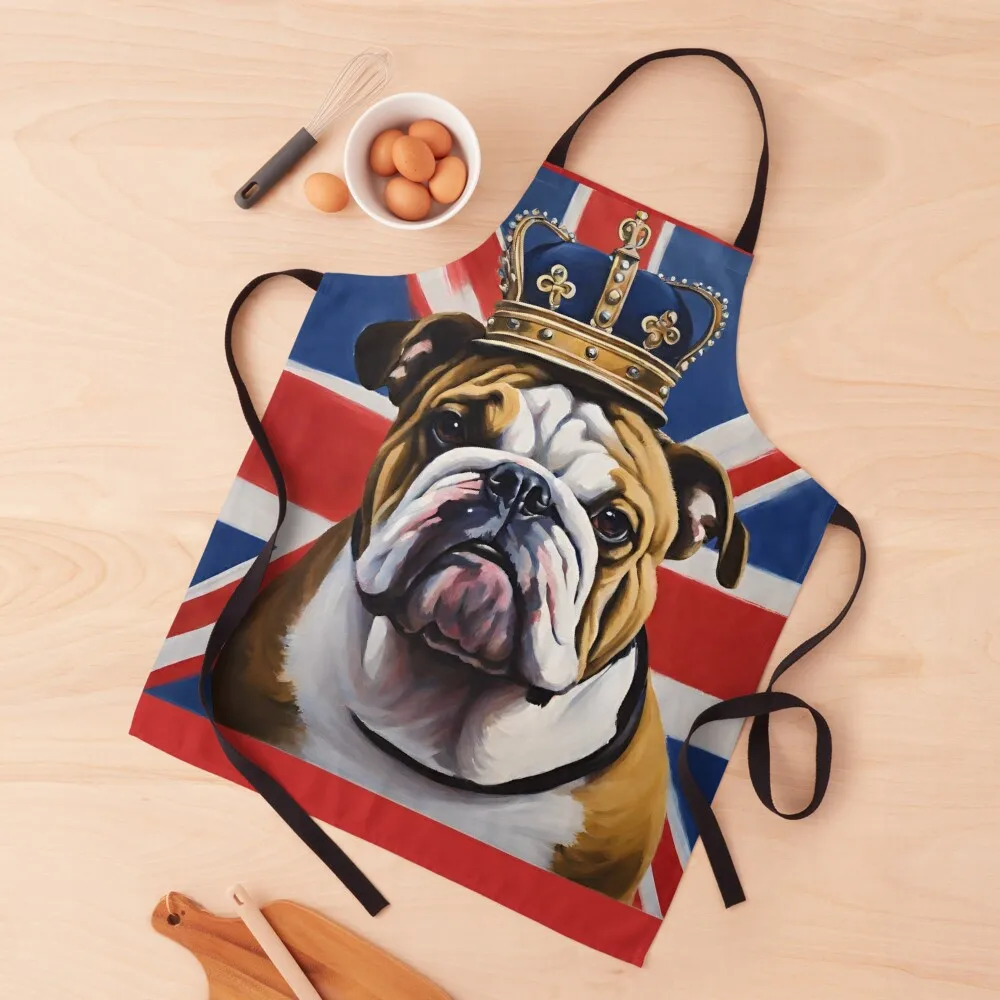 

Brit Bulldog, Dog Humor Art Apron Beauty Utensils For Kitchen for kitchen useful Women's Dresses Apron
