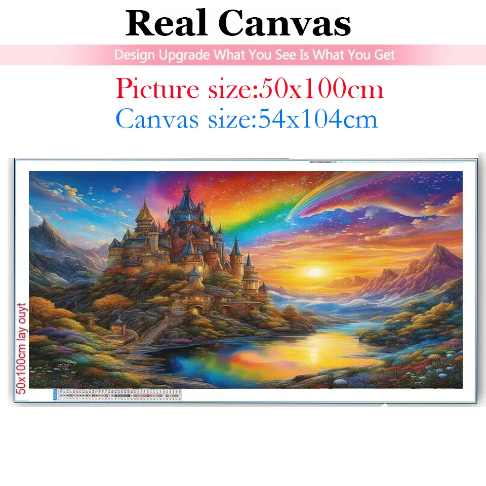 2024 New Large 5D Diamond Painting Beautiful Mountain Scenery DIY Diamond Mosaic Embroidery Fantasy Castle Lake Cross Stitch Kit