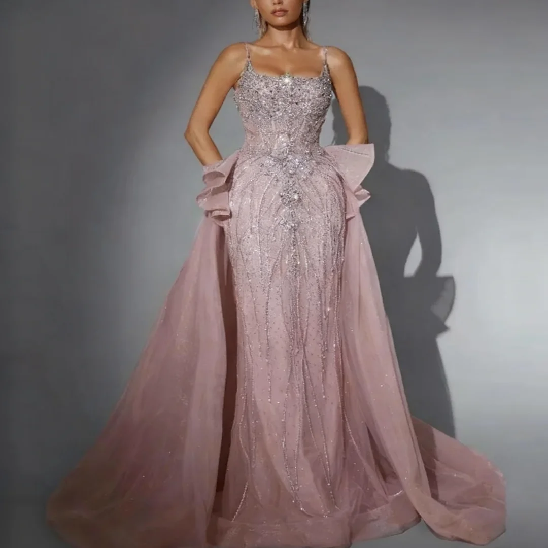 

Роскошное вечернее платье русалки с бисером по индивидуальному заказу, вечерние платья на тонких бретельках, вечерние платья для дня рождения, выпускного вечера для женщин