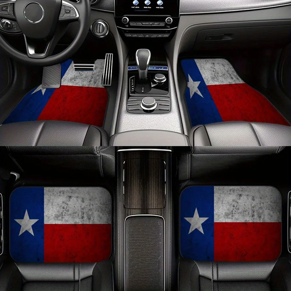 

Комплект из 4 универсальных классических автомобильных ковриков с флаговым дизайном, роскошные декоративные накладки на передние и задние сиденья, толстые войлочные коврики для машин, легко чистящиеся.