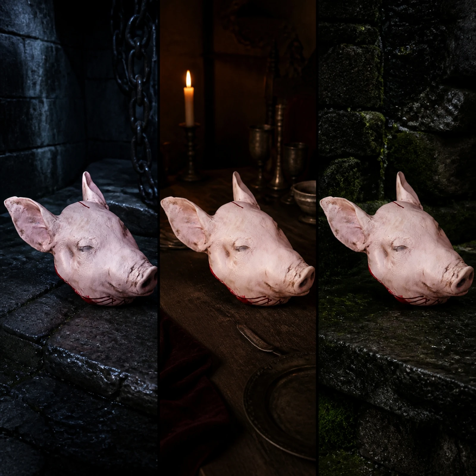 Pig Head Decoration with Effect Scary Pig-Head Decorative Model Spooky Striking for Haunted House Designers