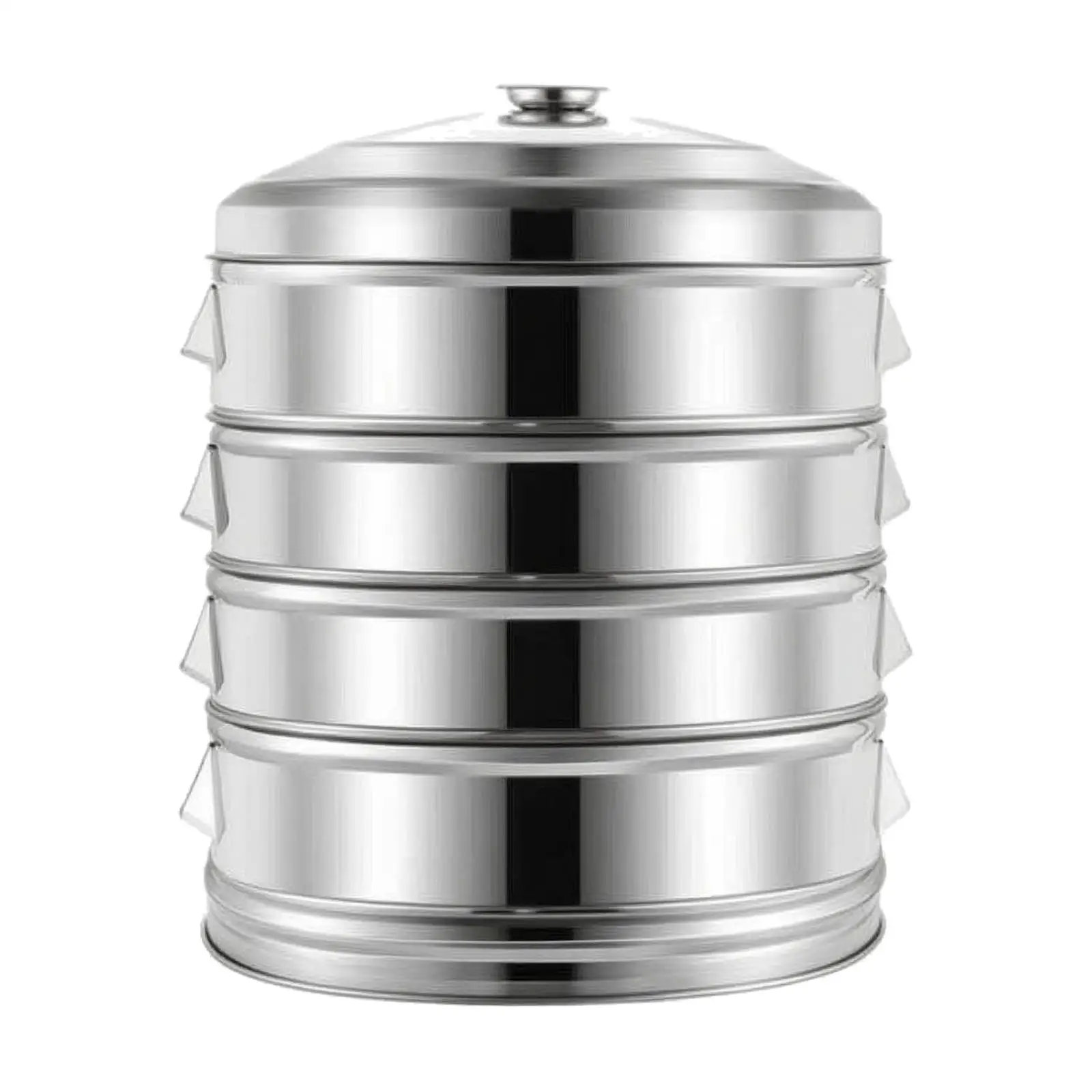 Stainless Steel Steamer Set 4 Tier Stackable Perforated Baskets with Lid for Fish Veggies and Dim Sum Cooking