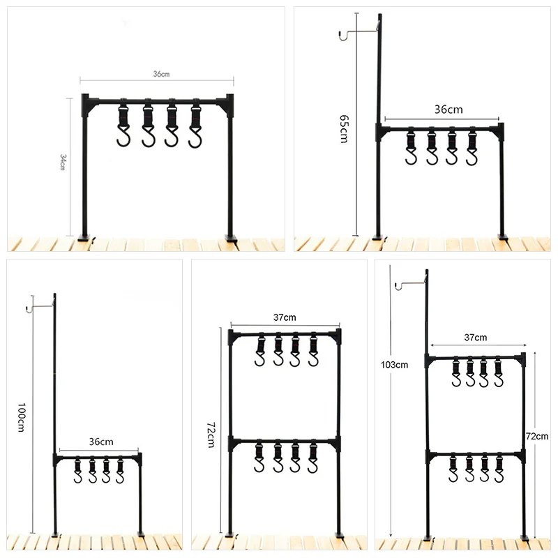 WESTTUNE Outdoor Desktop Storage Rack Camping Tableware Hanging Rack Ultralekkie półki ze stopu aluminium Stojak z haczykami