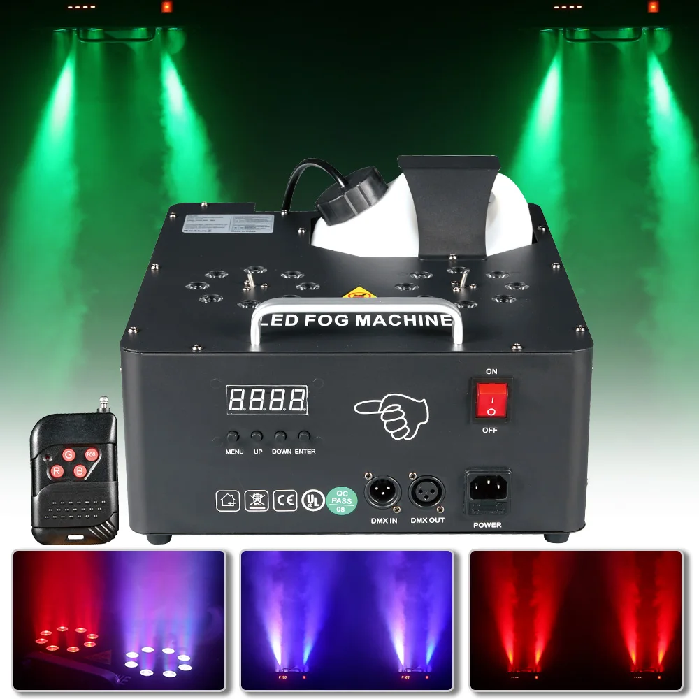 YUER 2000W Smoke Jet Fog Machine With RGB LED Wash Effect Remote DMX Control For Night Club Bar Dj Stage Wedding Party Machine