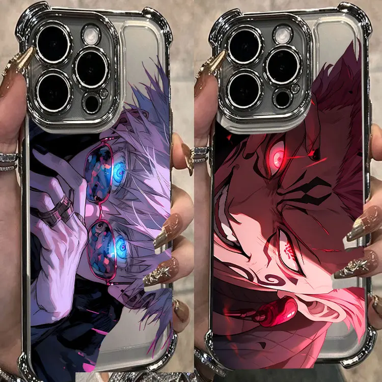 Anime Jujutsu Kaisen Plating Case For Infinix Hot 40i 30 30i 10s Play Smart 9 8 7 Note 40 Spark Go Anti Fall Airbag Cover