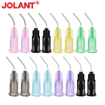 100pcs/Bag JOLANT Dental Irrigation Bent Needle Tips Dental Flow Sealant Etchant Resin Flow Composite Tips Disposable Applicator