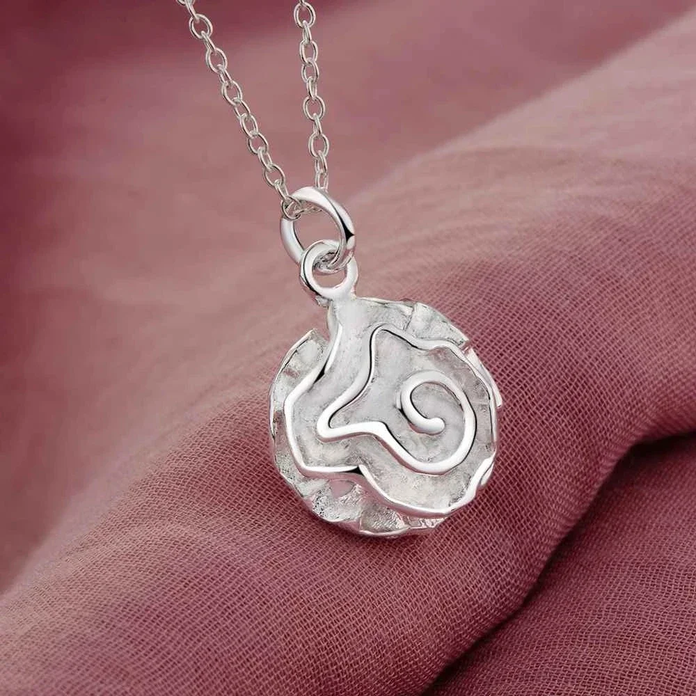 

Charms 925 Sterling Silver beautiful Rose Flowers Pendant Necklace for Women Fashion party wedding Jewelry Popular brands Gifts