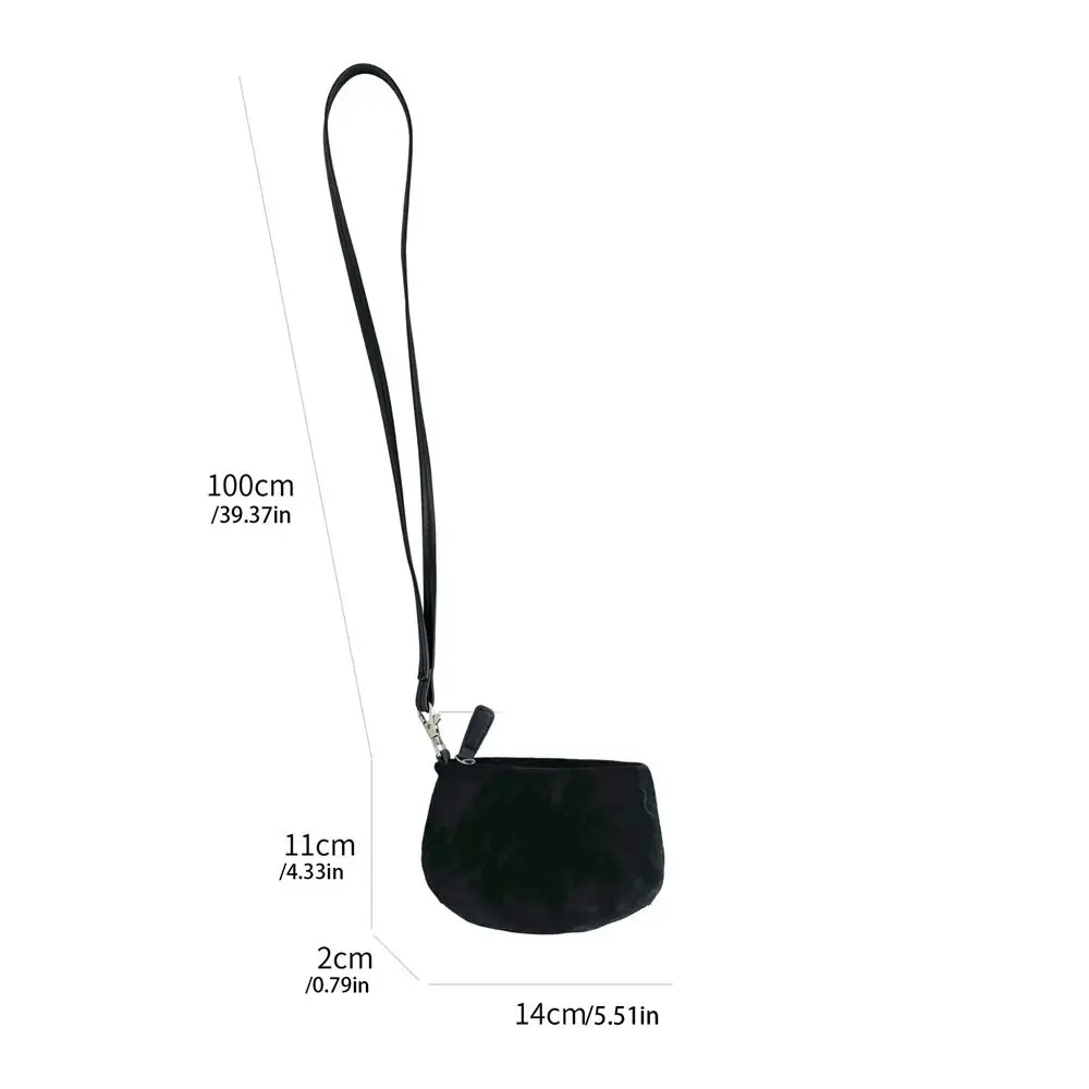 PU Leather Suede Coin Purse Hanging Neck Lipstick Earphone Pouch Mini Storage Bag Shoulder Bag Solid Color Pendant Accessories