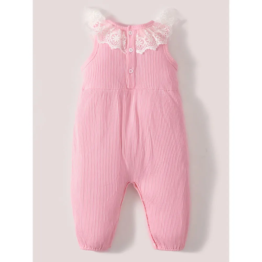 Pink Baby Girls Romper lace sleeveless pit strip jumpsuit Cotton Infant Rompers Newborn Clothes Summer Baby Girl Sleepwear