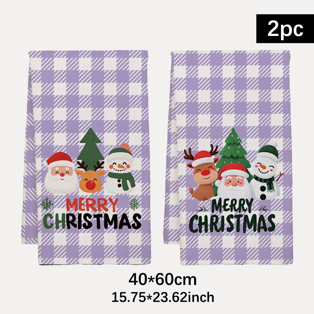 40x60cm Christmas Series Tree Grids Snowman Highlands Pattern Towel Kitchen Dishcloth Towel Gift Home Kitchen Bathroom Decor