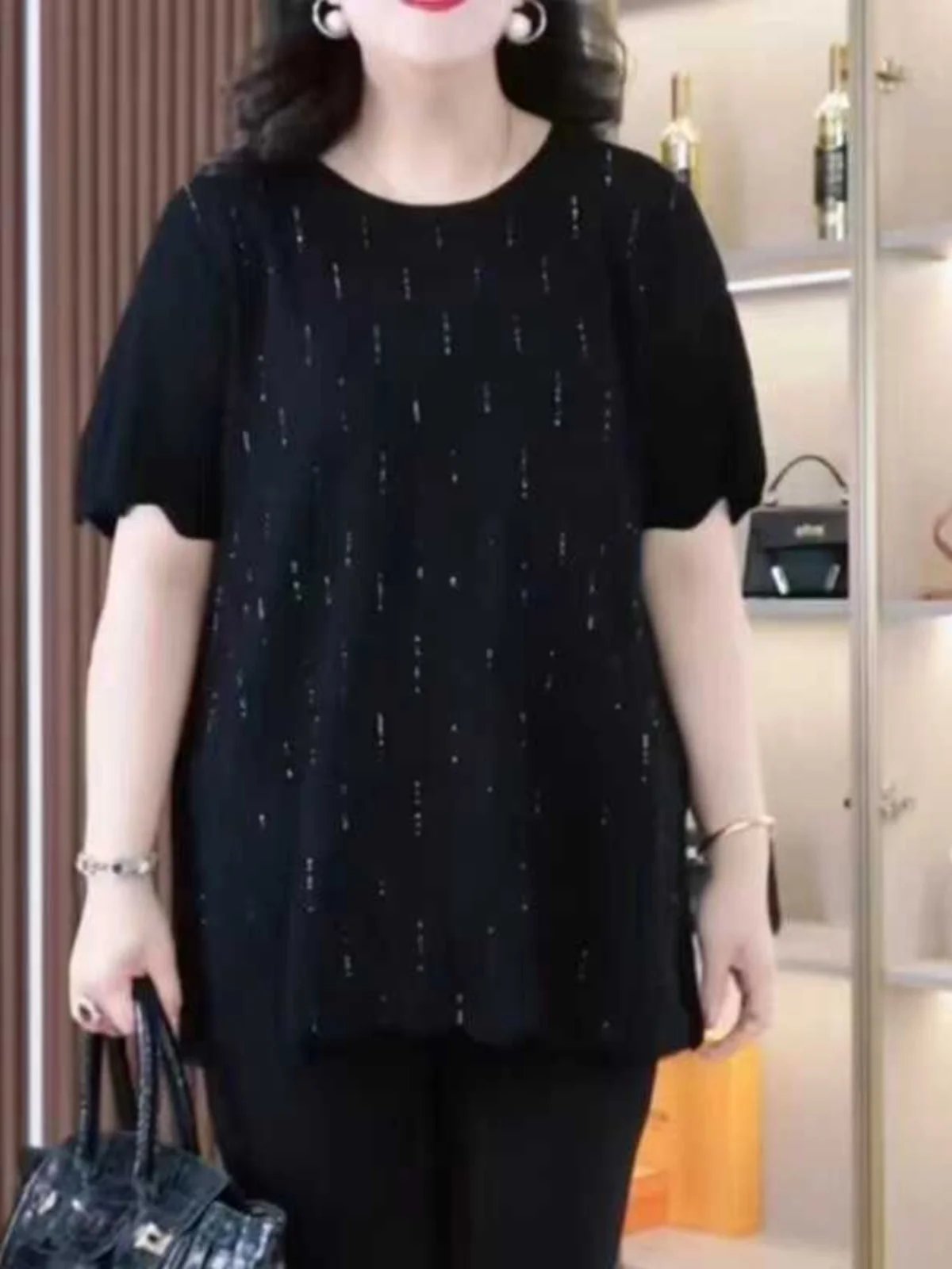 Summer 2026 plus Size Women's Top Fashionable Loose Short Sleeve Belly Covering Slimming Korean Style round Neck T-shirt