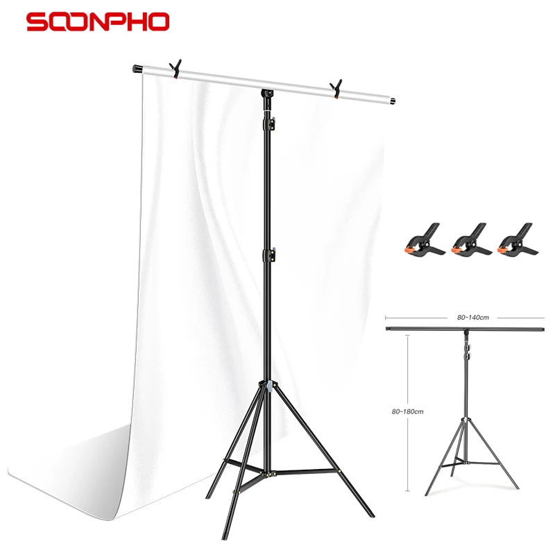 写真の背景、フォトリフレクター、クロスバー、写真スタジオ撮影用のSoonpho-T字型三脚、180cm、200cm、260cm