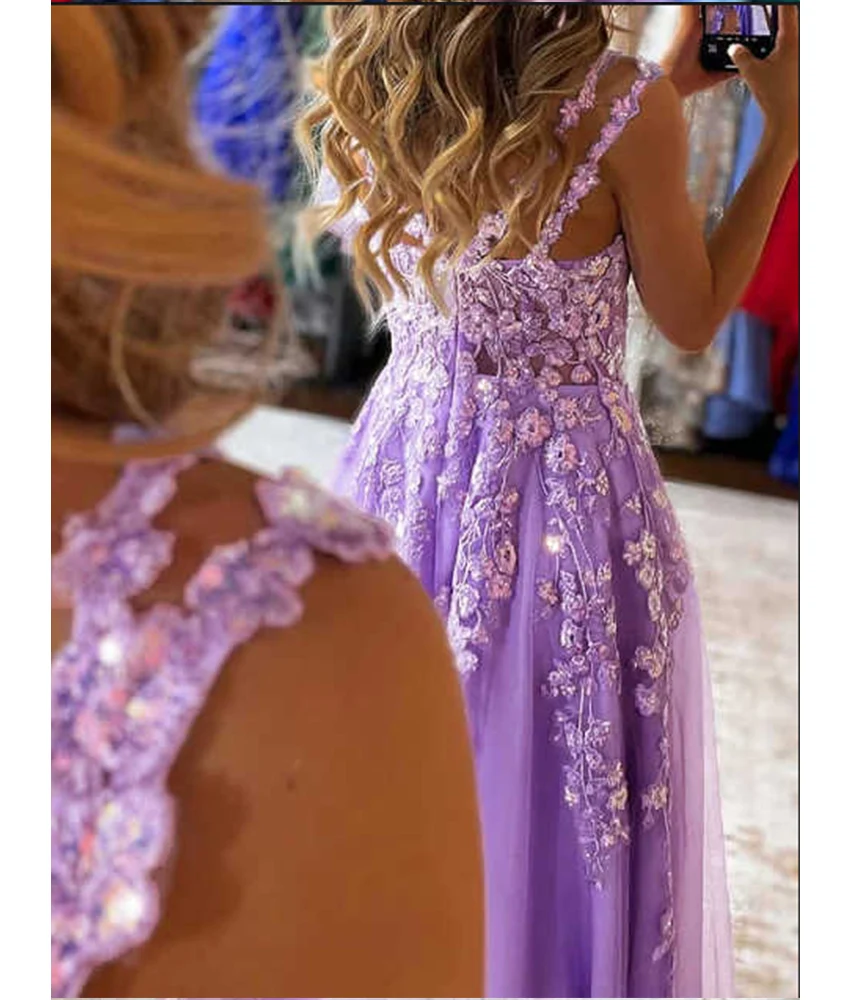 تخصيص مثير الأورجانزا ألف خط السباغيتي الأشرطة يزين مطرزة مساء اللباس حساسة أكمام الطابق طول فساتين لحضور الحفلات الموسيقية