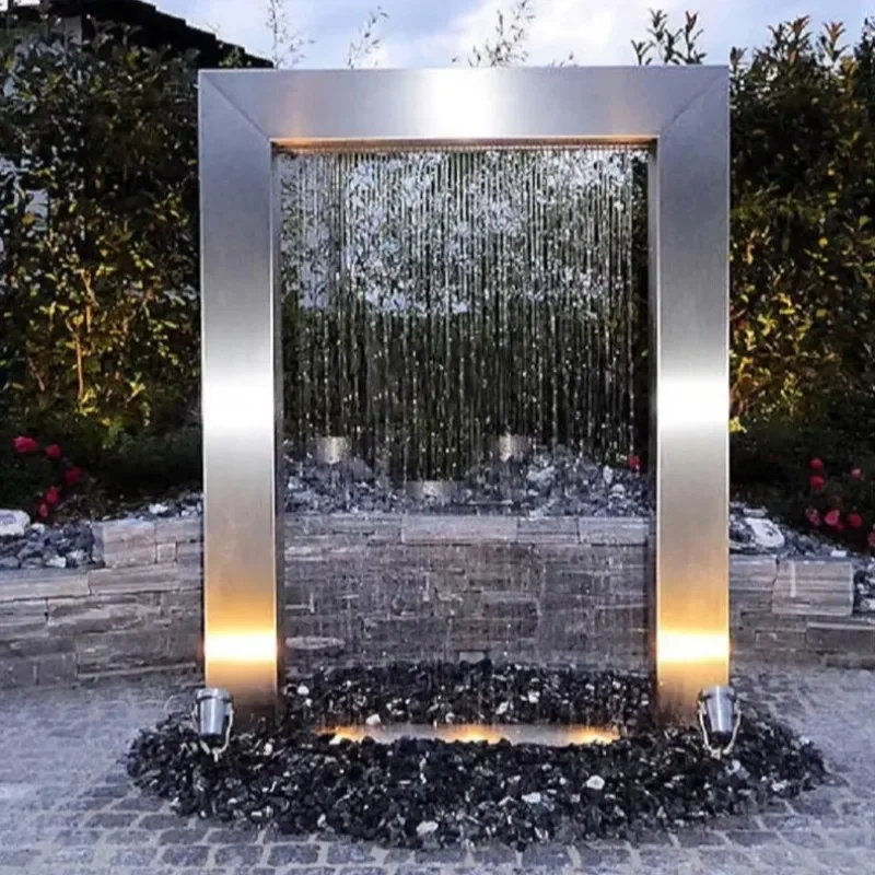 #Custom Stainless Steel Water Knife Waterfall Fountain Metal Sculpture For Swimming Pool Garden Shopping Mall Park Attractive