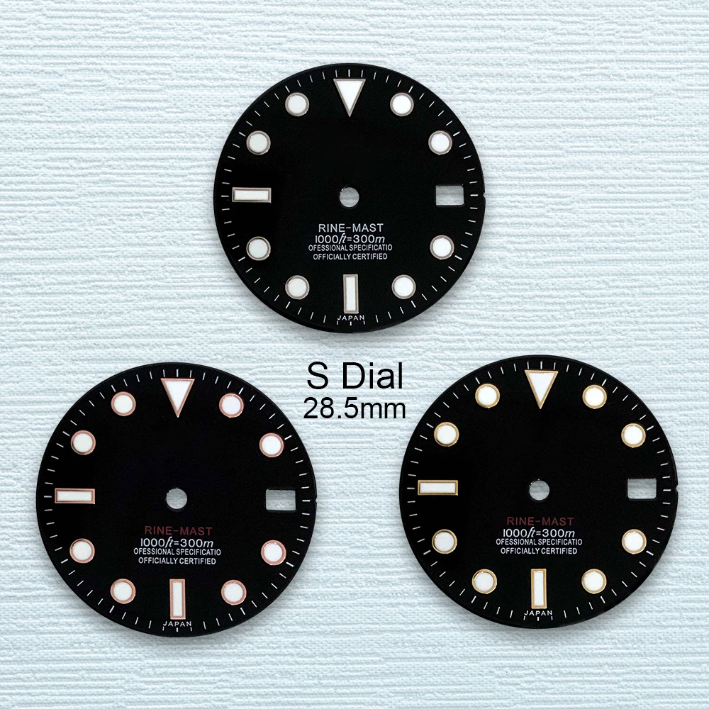 

28.5mm S Logo SUB Dive Dial Fit NH35/NH36/4R/7S Japanese Movement Green Luminous High-Quality Watch Modified Accessories