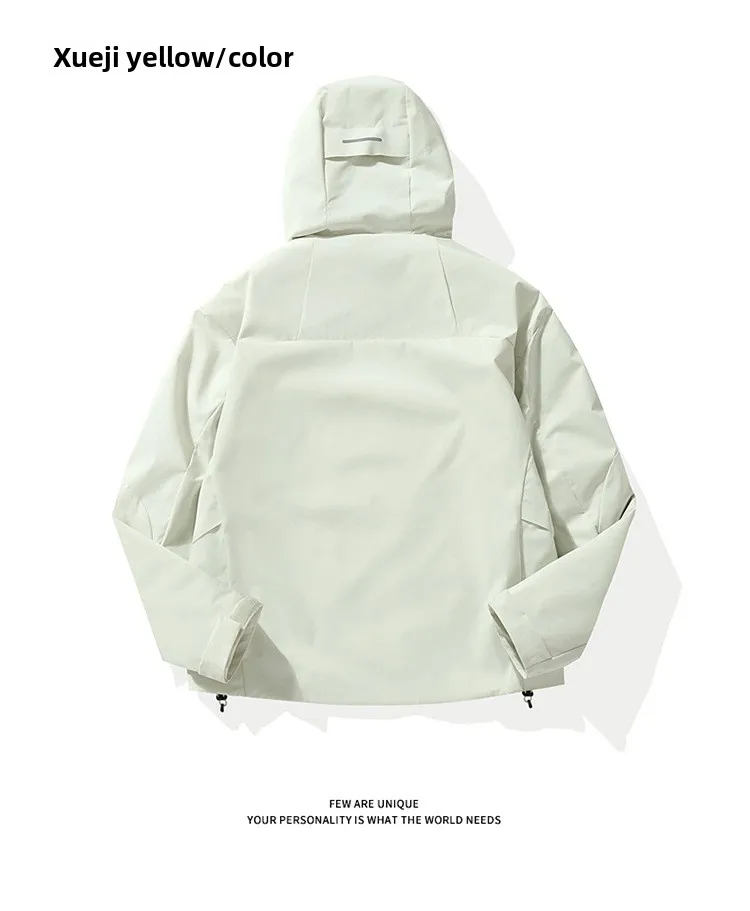 Empty Mountain Rain Hardshell Wind- und Wasserdichte Funktionelle Outdoor Drei-in-Eins-Kapuzen-Bergsteigerjacke für Männer und Frauen – Detail 24