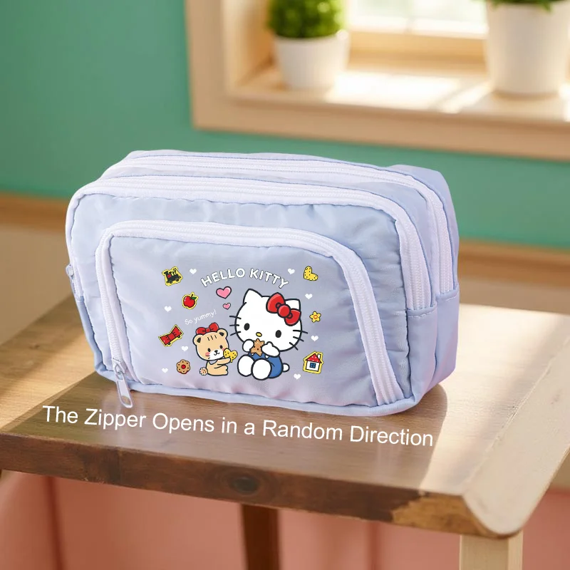 ハローキティ 二層ペンケース 大容量文具バッグ ジッパーオーガナイザー 学用品 ギフト 女の子 男の子 ティーン向け