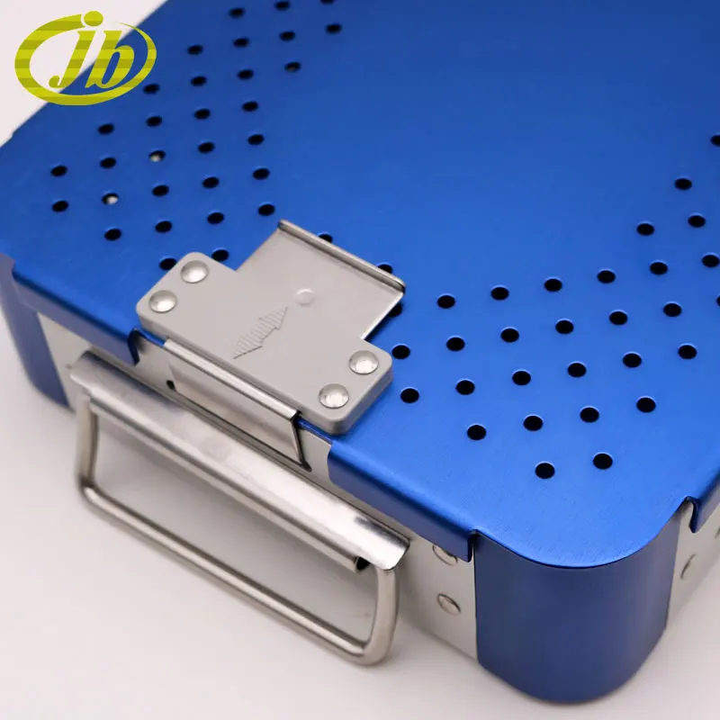 Sterilising trays green blue aluminium alloy monolayer 24*17.5*5cm medical surgical instruments the sterilization box