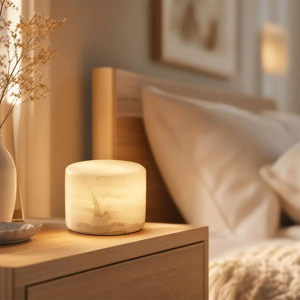 RGB Color Changing Marble LED Night Light Touch Sensor Control USB Rechargeable Soft Glow Dimmable Bedside Table Lamp Home Decor