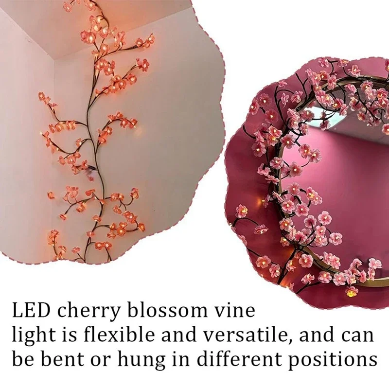 Decora la decorazione della stanza interna Fiori Decorazione interna della camera da letto Luci del ramo di un albero a LED per parete, strisce luminose