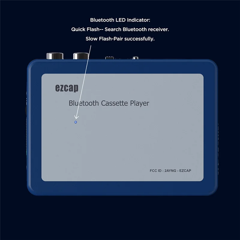 Ezcap draagbare Bluetooth Bluetooth-cassettespeler Cassettezenderspeler Wit en blauw Converteren naar MP3-converter