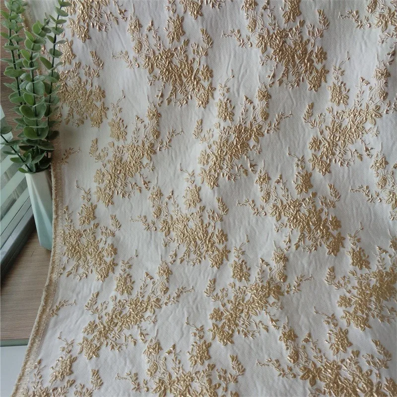 Fashionable and classic embossed gold thread jacquard fabric artistic elegant dress children's evening fashion