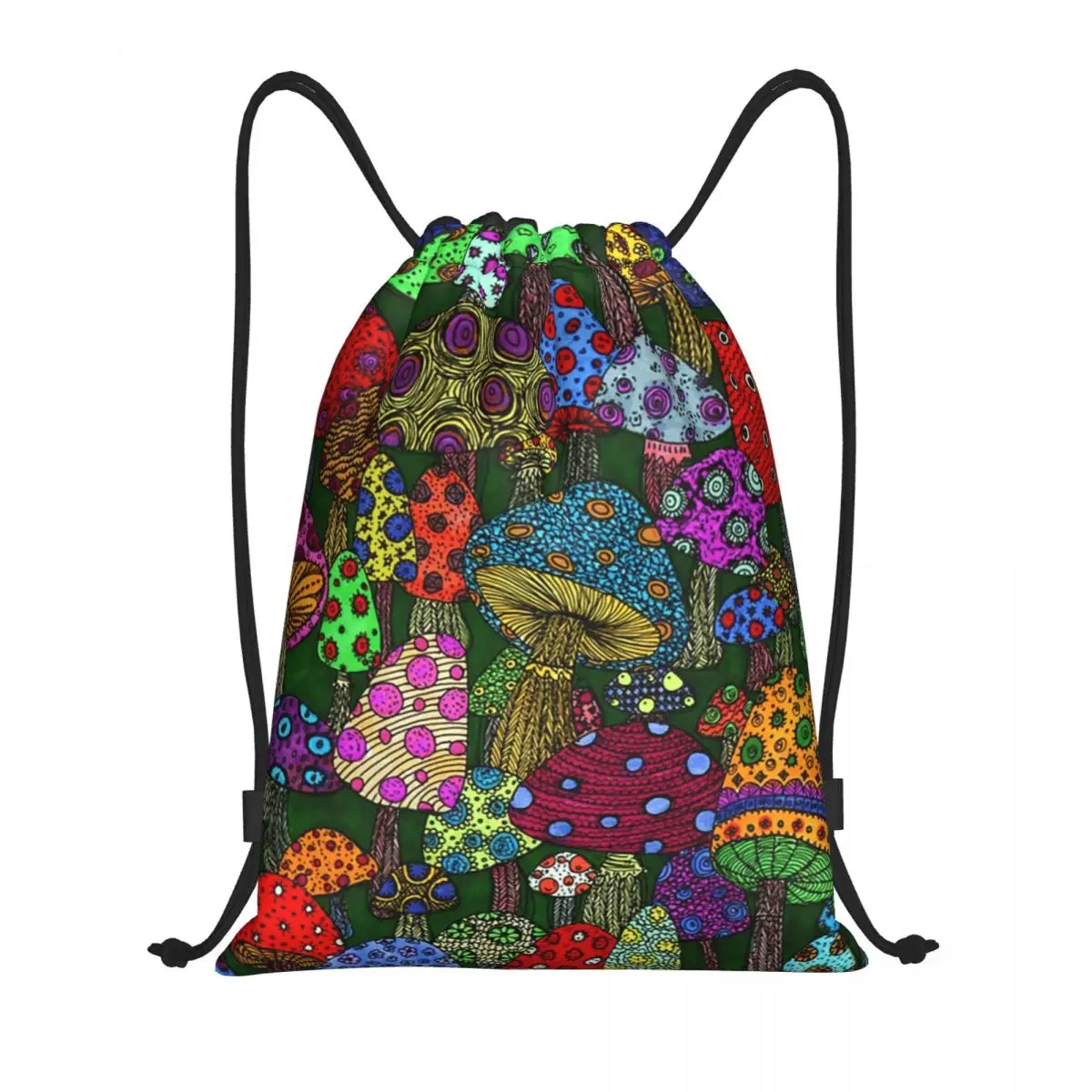 Mochila Yayoi Kusama con cordón para mujer y hombre, mochila deportiva para gimnasio, bolsa de compras plegable estética con setas coloridas