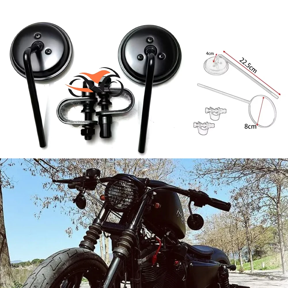 

Long Pole Rearview Mirror Motorcycle Universal Retrofit Retro Round Mirror Motorcycle Rearview Mirror
