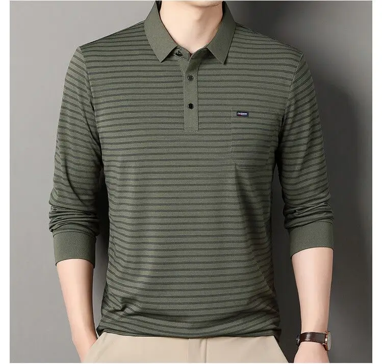 New Spring Autumn Middle-aged Men's Long Sleeve T-Shirt Relaxed Casual Polo Shirt